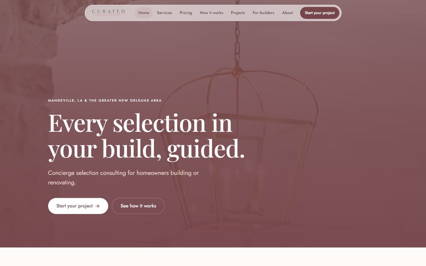 Curated Selections website home page