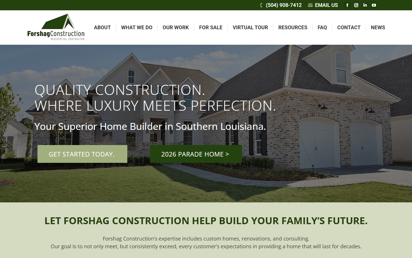 Forshag Construction's previous website